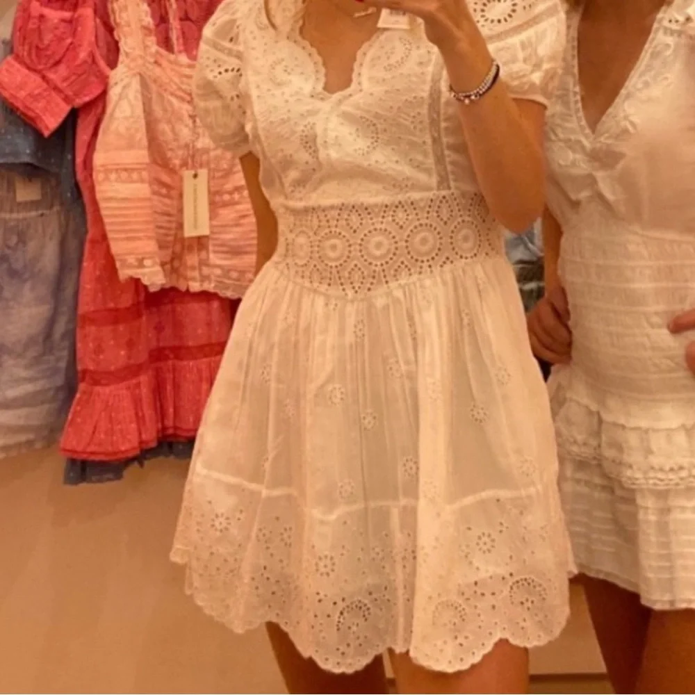 LoveShackFancy White Eyelet Mini Dress - Picture 7 of 7